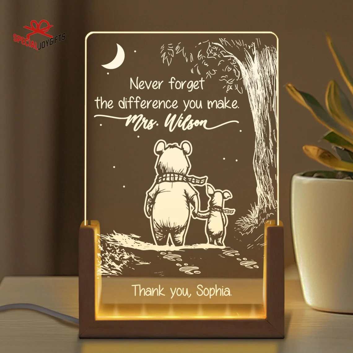 Never Forget The Difference You Make Thank You Teacher - Personalized 3D Led Light - Gift For Teacher - Image 3