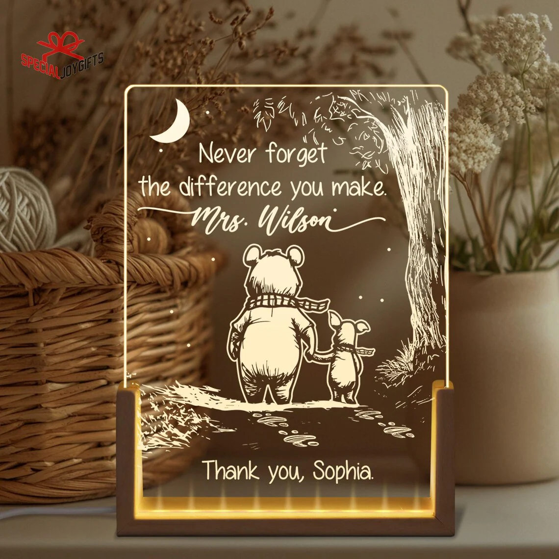 Never Forget The Difference You Make Thank You Teacher - Personalized 3D Led Light - Gift For Teacher - Image 4