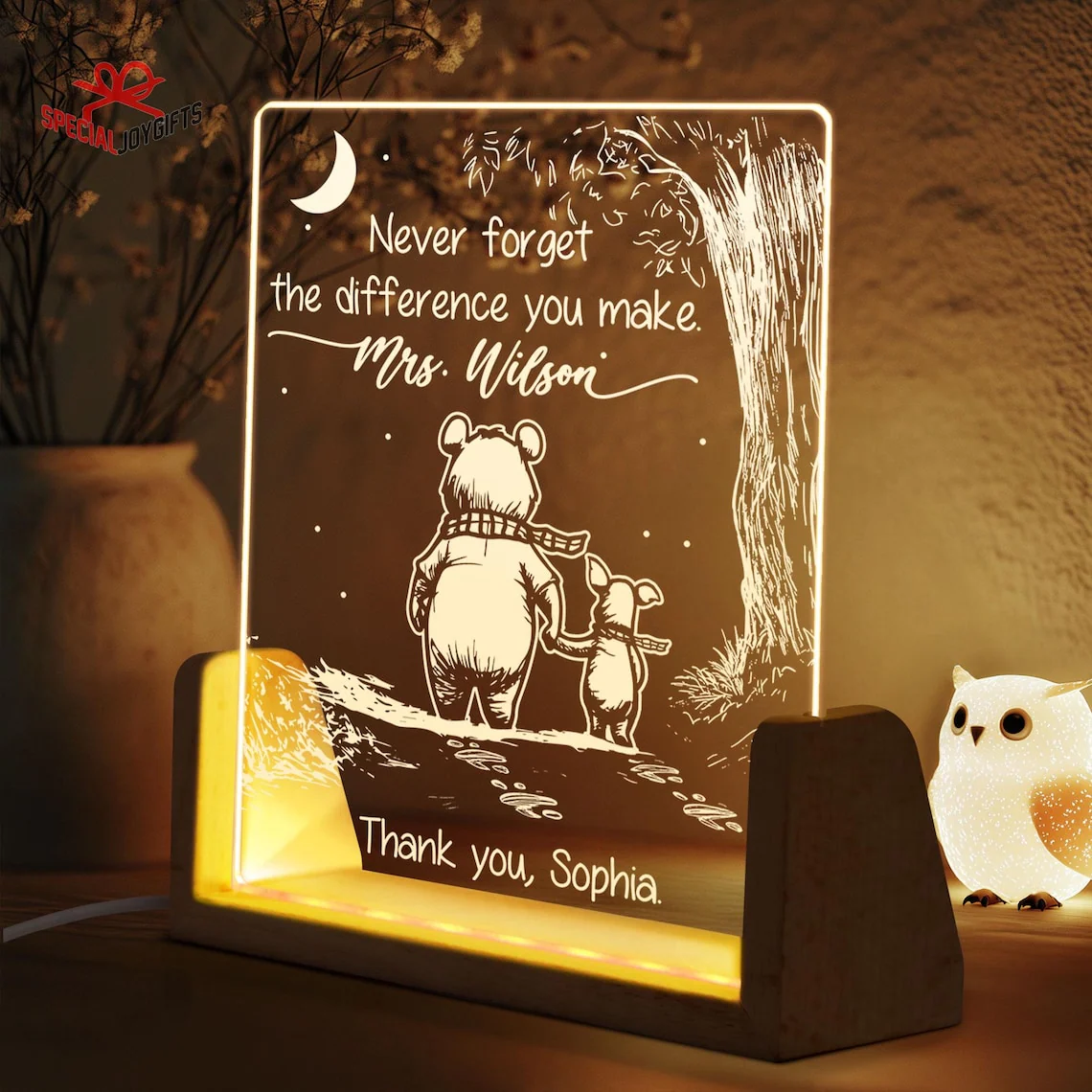 Never Forget The Difference You Make Thank You Teacher - Personalized 3D Led Light - Gift For Teacher - Image 5
