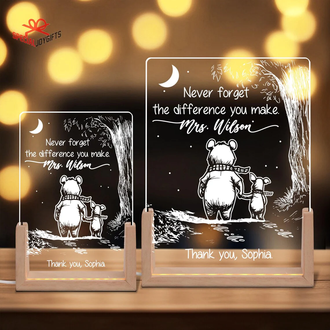 Never Forget The Difference You Make Thank You Teacher - Personalized 3D Led Light - Gift For Teacher - Image 6