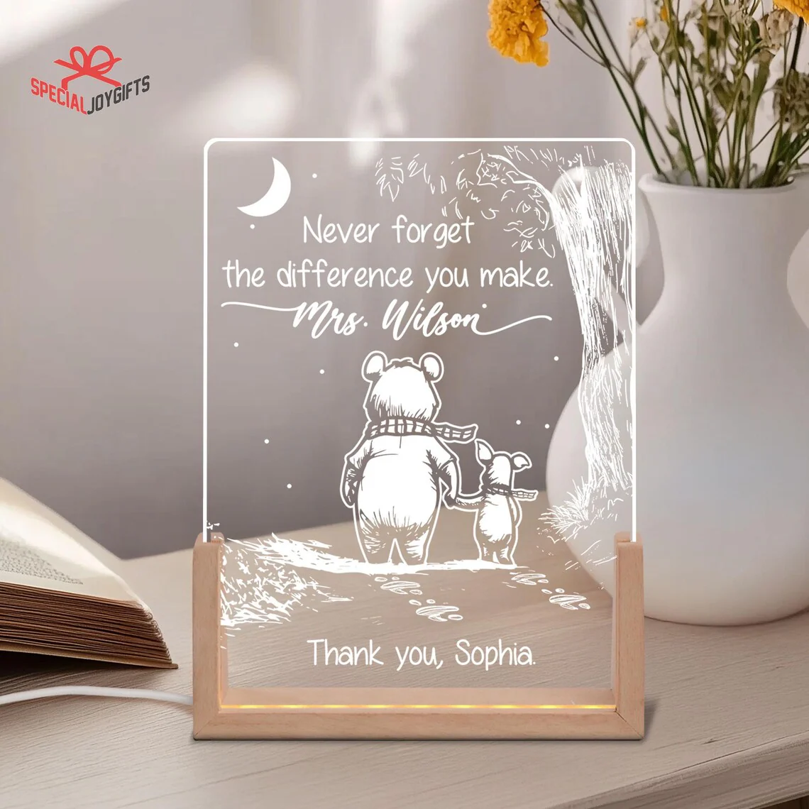 Never Forget The Difference You Make Thank You Teacher - Personalized 3D Led Light - Gift For Teacher - Image 7