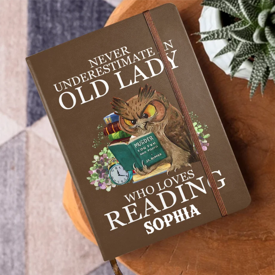 Never Underestimate An Old Lady Who Loves Reading - Personalized Leather Cover Notebook - Gift For Book Lover, Reader, Her HH01 - Image 3