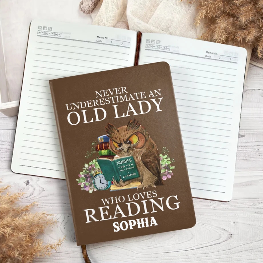 Never Underestimate An Old Lady Who Loves Reading - Personalized Leather Cover Notebook - Gift For Book Lover, Reader, Her HH01 - Image 4