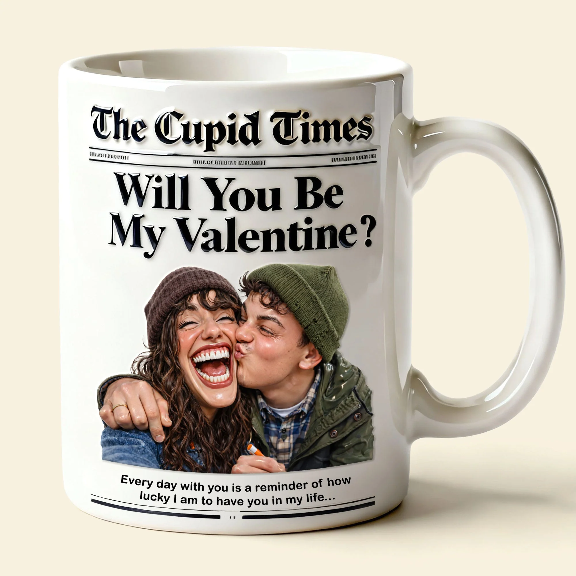 Newspaper Couple Will You Be My Valentine - Personalzied Ceramic Mug - Gift For Couples NL122 - Image 4