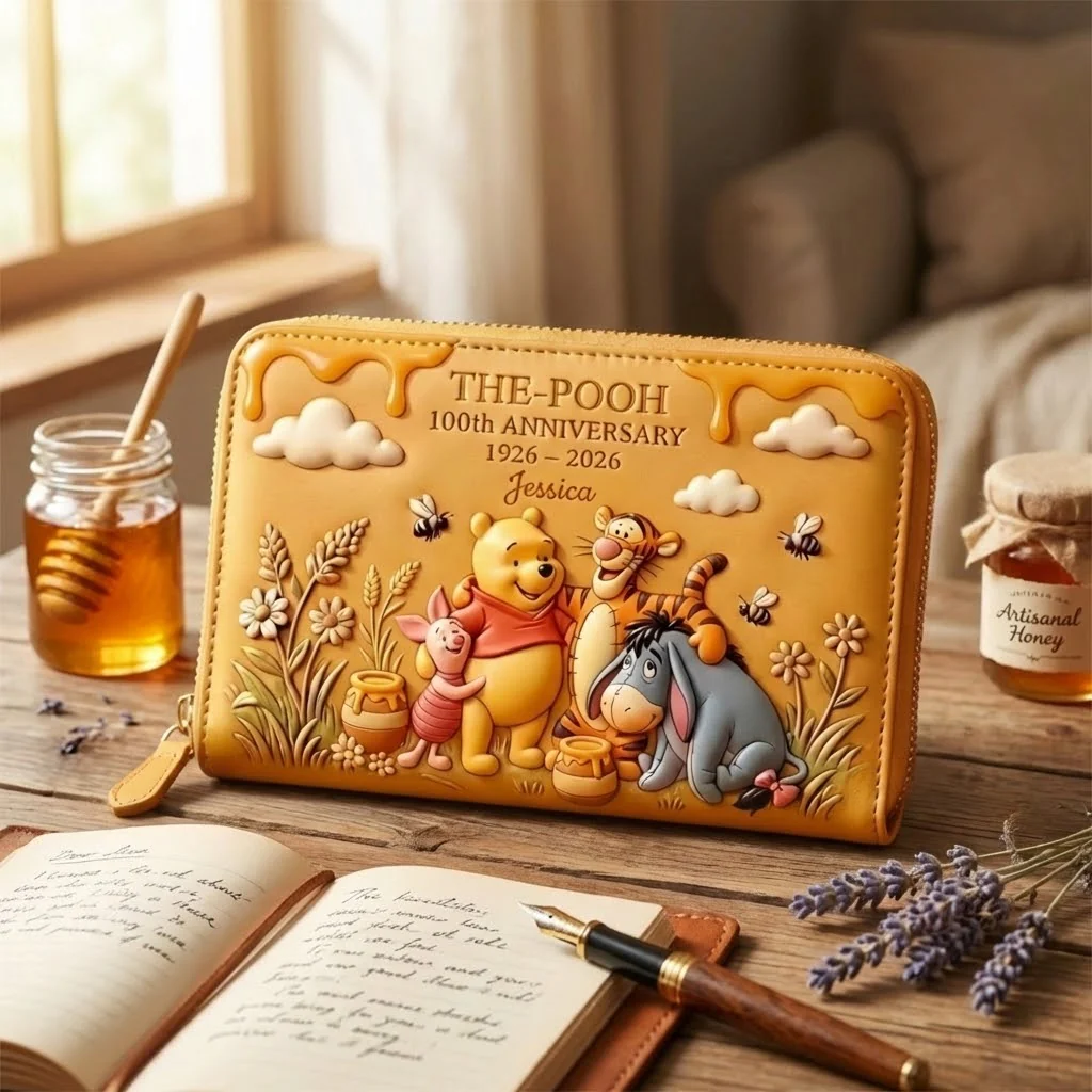 DSNY Celebrate A Century Of Honey Bear - Personalized Leather Long Wallet - Anniversary Gift For Movie Fans NL122 - Image 2