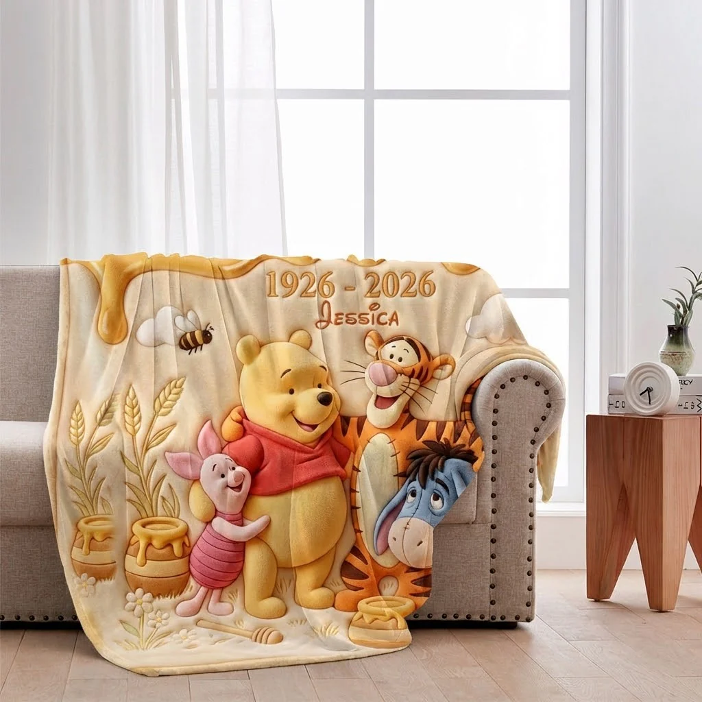 DSNY Honey Bear Celebrate Our 100th Anniversary - Personalized Blanket - Gift For Movie Fans NL122 - Image 2