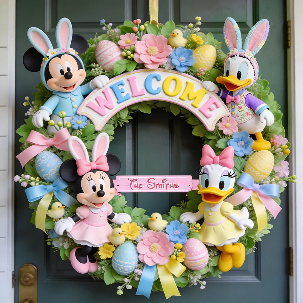 MkMo Magic Mouse Happy Easter - Personalized Custom Shaped Wood Sign - Gift For Family NL122