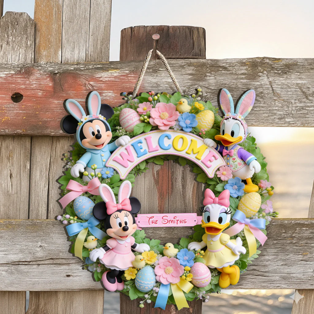 MkMo Magic Mouse Happy Easter - Personalized Custom Shaped Wood Sign - Gift For Family NL122 - Image 3