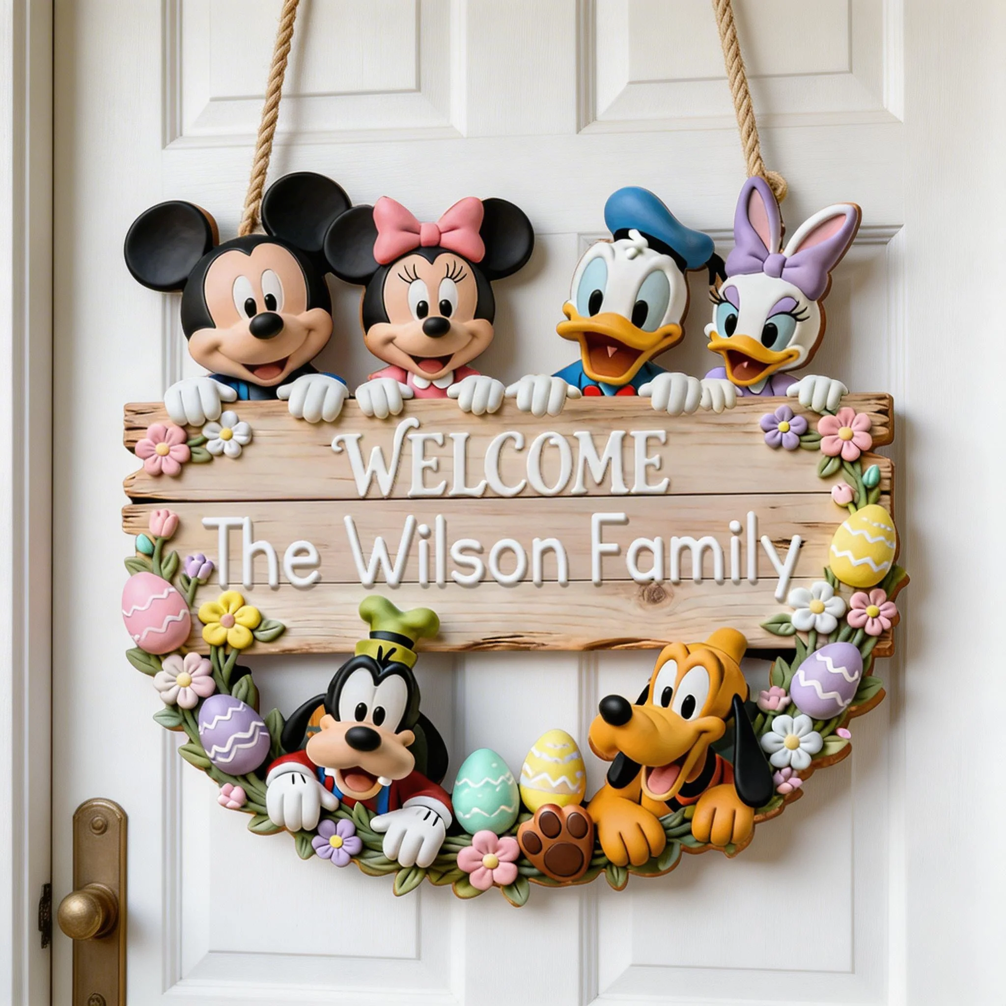 MkMo Magic Mouse Welcome To Our Family - Personalized Custom Shaped Wood Sign - Gift For Family, Easter's Day, Movie Fans NL122 - Image 3