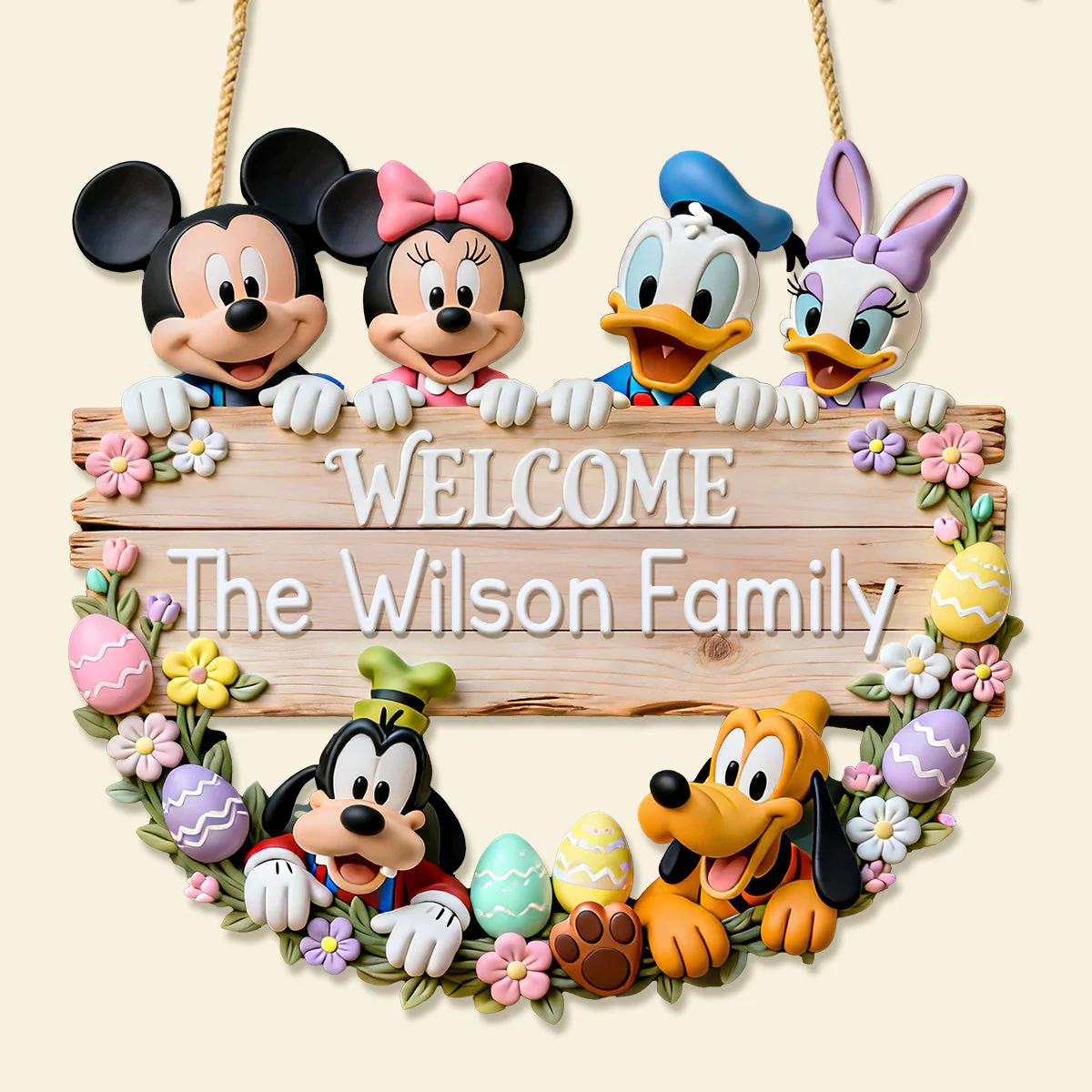 MkMo Magic Mouse Welcome To Our Family - Personalized Custom Shaped Wood Sign - Gift For Family, Easter's Day, Movie Fans NL122 - Image 4
