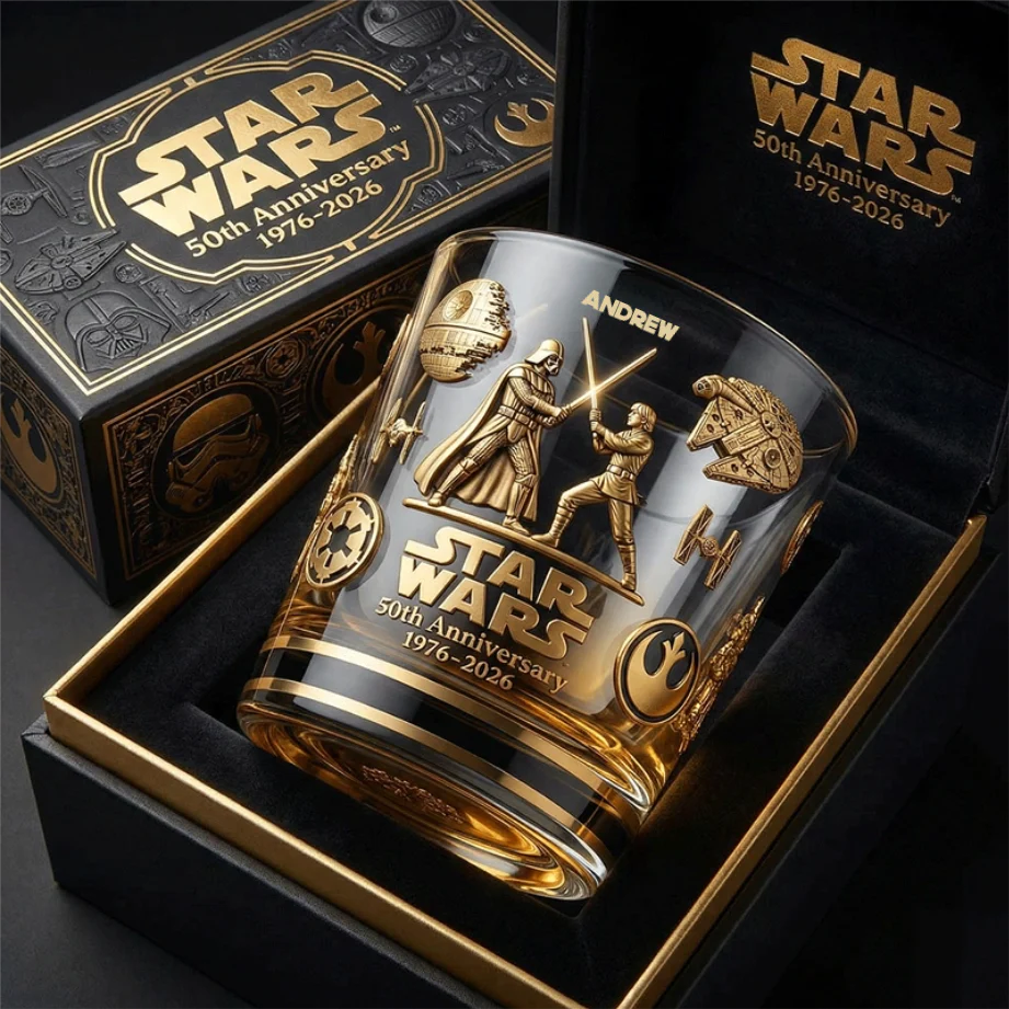 Stwa Galaxy Star Celebrate 50th Anniversary - Personalized Whiskey Glass - Gift For Movie Fans NL122
