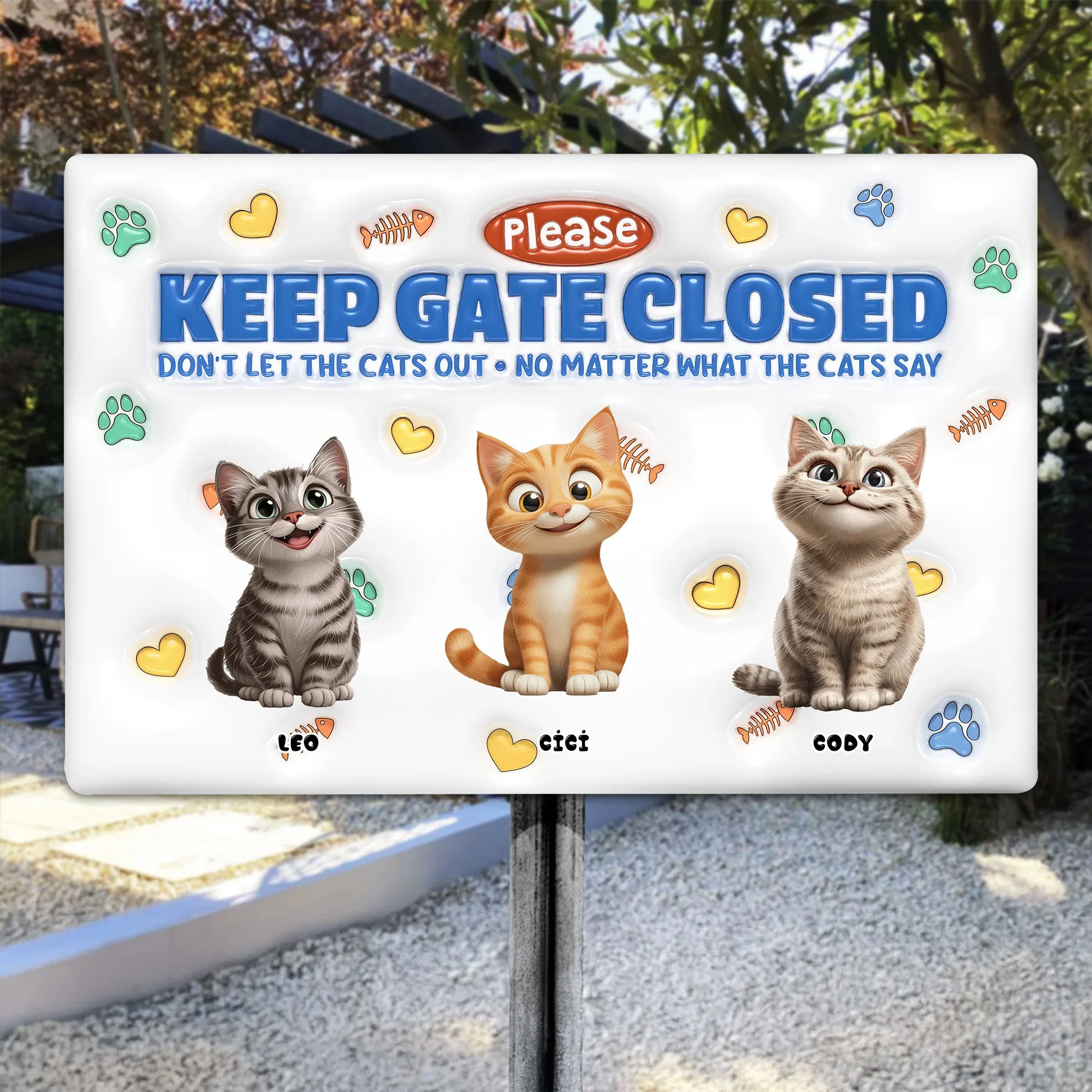 No Matter What Don't Let The Cartoon Cats Out - Personalized 3D Inflated Effect Metal Sign - Gift For Cat Lovers | CLP15 NA94 - Image 3