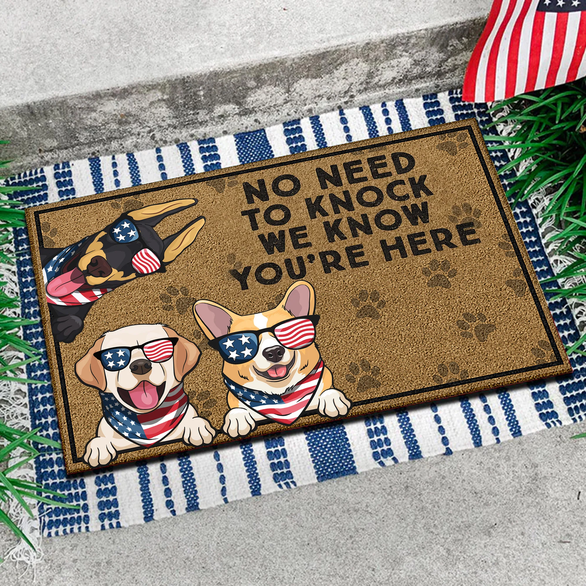 No Need To Knock We Know You Are Here - Gift For Pet Lovers - Personalized Door Mat - Image 3