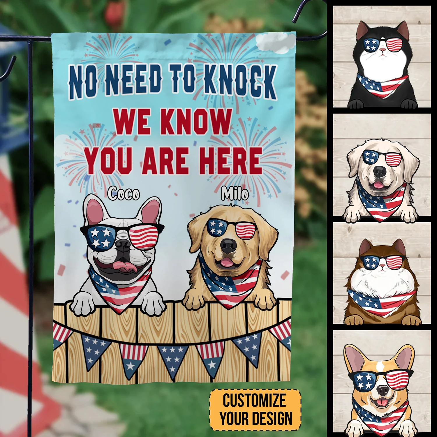 No Need To Knock We Know You're Here - Gift For Pet Lovers - Personalized Flag - Image 2