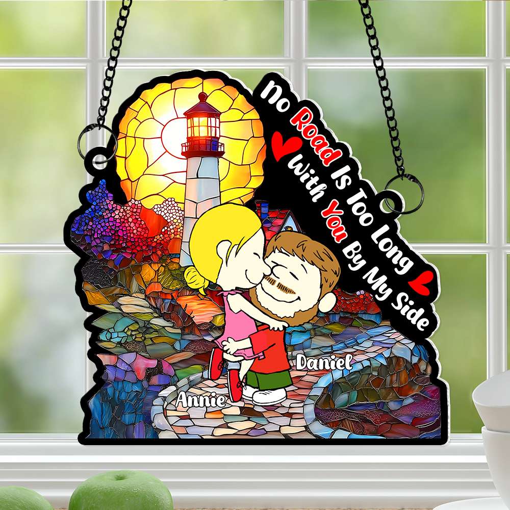 No Road Is Too Long With You By My Side Peanut - Personalized - Gift For Couple, Husband Wife | GR8 NH96