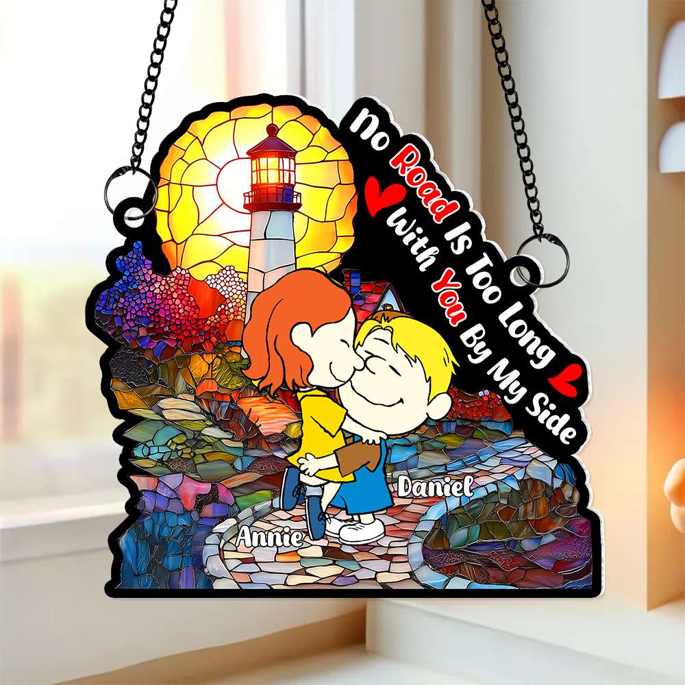 No Road Is Too Long With You By My Side Peanut - Personalized - Gift For Couple, Husband Wife | GR8 NH96 - Image 2