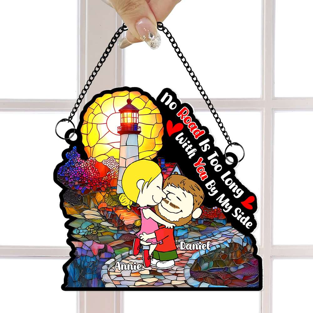 No Road Is Too Long With You By My Side Peanut - Personalized - Gift For Couple, Husband Wife | GR8 NH96 - Image 4