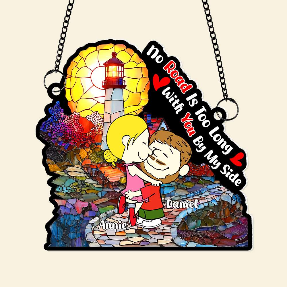 No Road Is Too Long With You By My Side Peanut - Personalized - Gift For Couple, Husband Wife | GR8 NH96 - Image 5