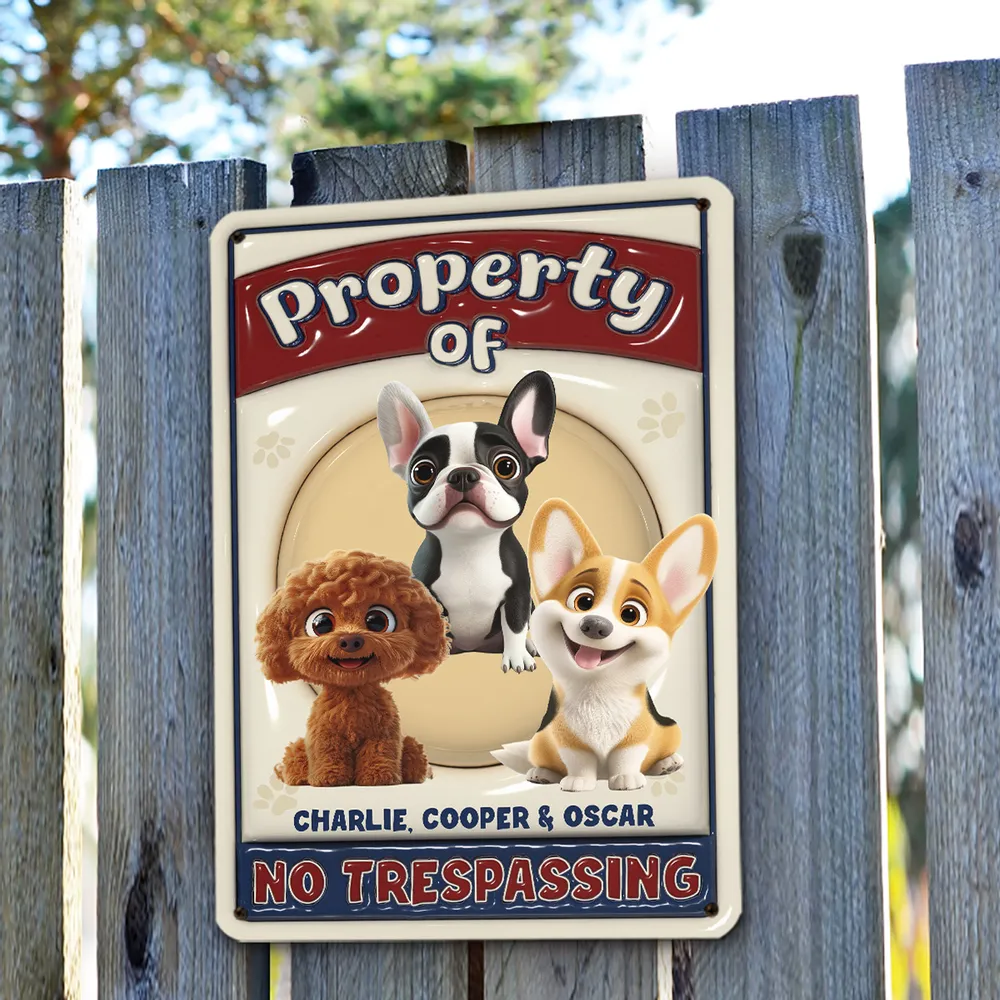 No Trespassing Property Of My Cartoon Dog - Personalized 3D Inflated Effect Metal Sign - Gift For Dog Lovers | CLP15 NA94 - Image 3