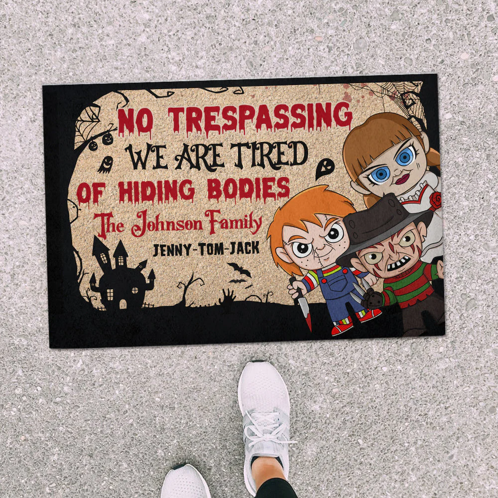 No Trespassing We're Tired Of Hiding Bodies - Personalized Doormat - Horror Halloween Gift For Family, Kids | CL61 HH01 - Image 3