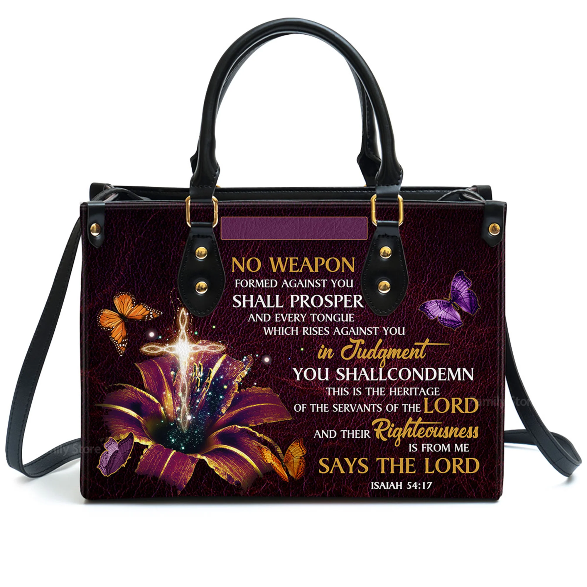 No Weapon Formed Against You Shall Prosper - Thoughtful Gift For Christians - Personalized Leather Handbag With Handle - AT4080723 - Image 2