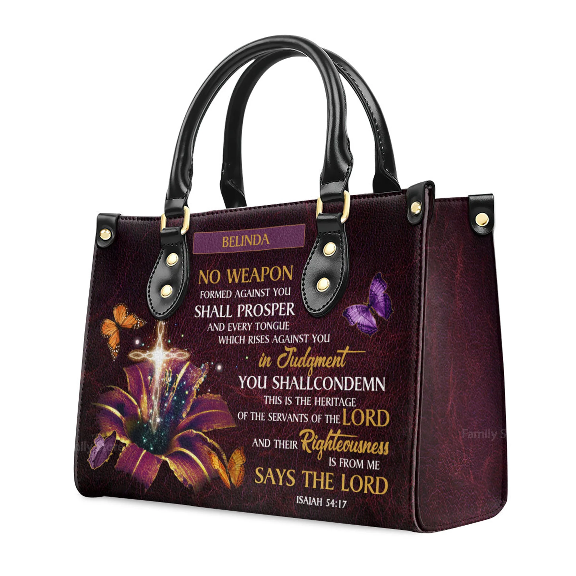 No Weapon Formed Against You Shall Prosper - Thoughtful Gift For Christians - Personalized Leather Handbag With Handle - AT4080723 - Image 3