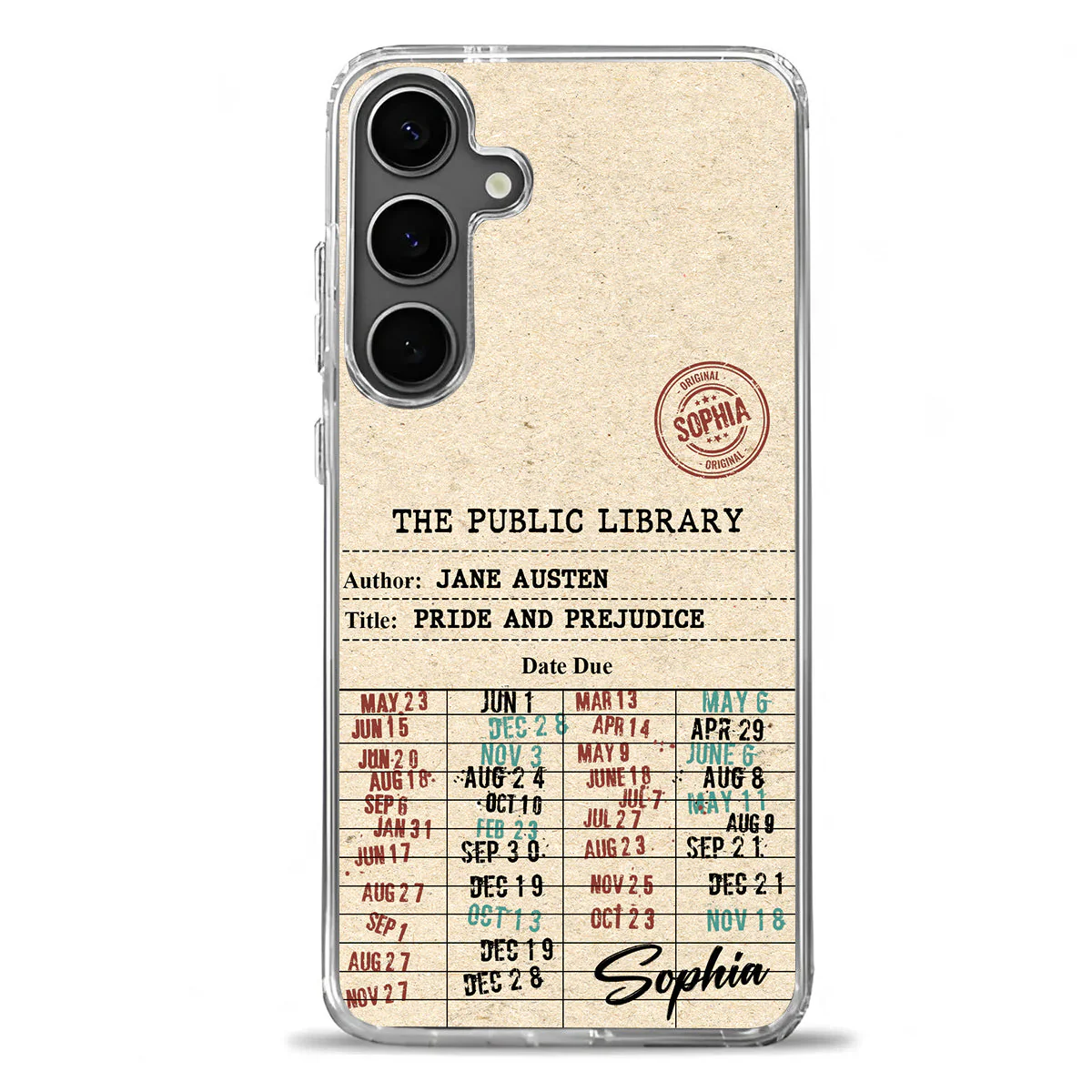 Nostalgic Library Due Date Card - Personalized Phone Case - Gift For Reader, Book Lover |HH01 - Image 2