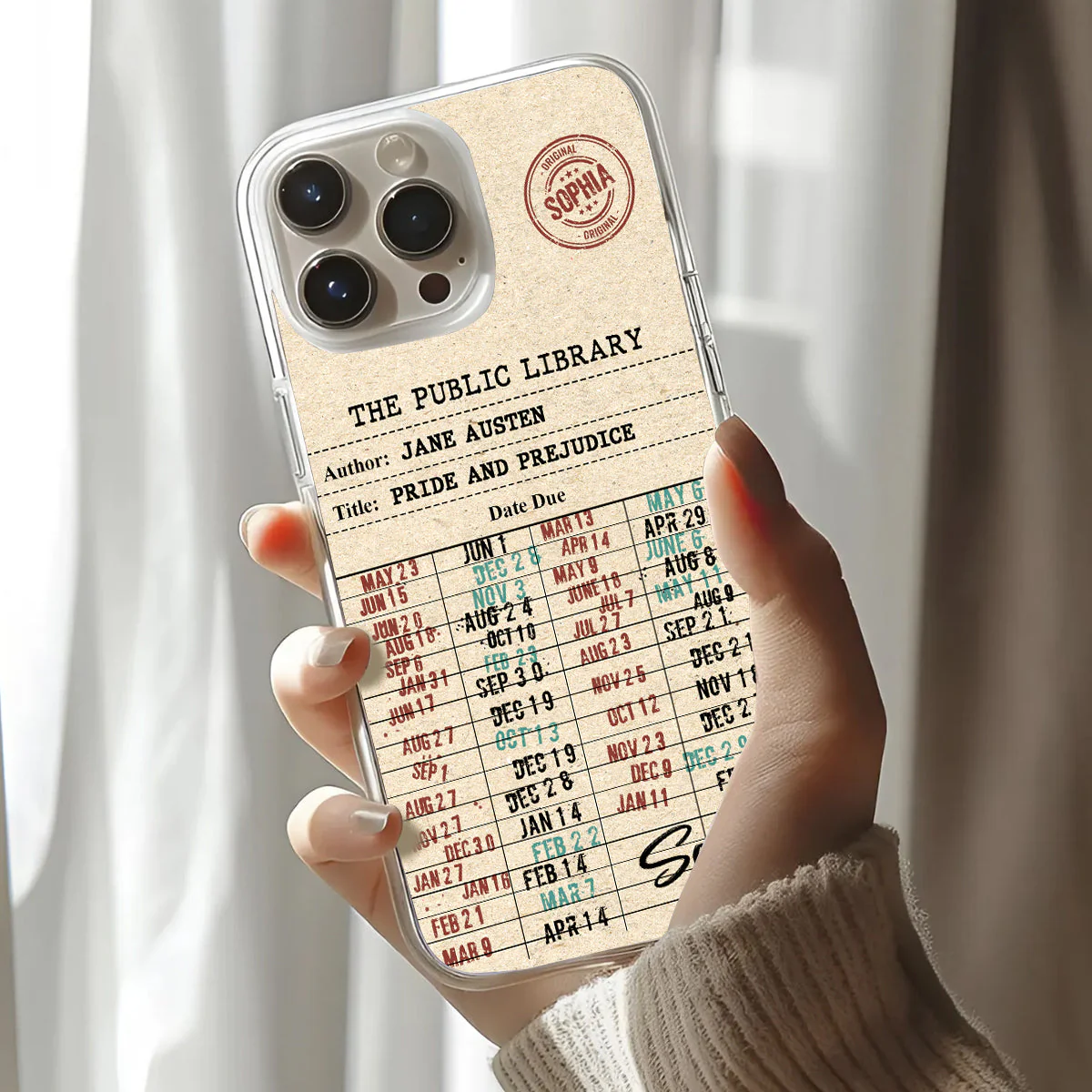 Nostalgic Library Due Date Card - Personalized Phone Case - Gift For Reader, Book Lover |HH01 - Image 3