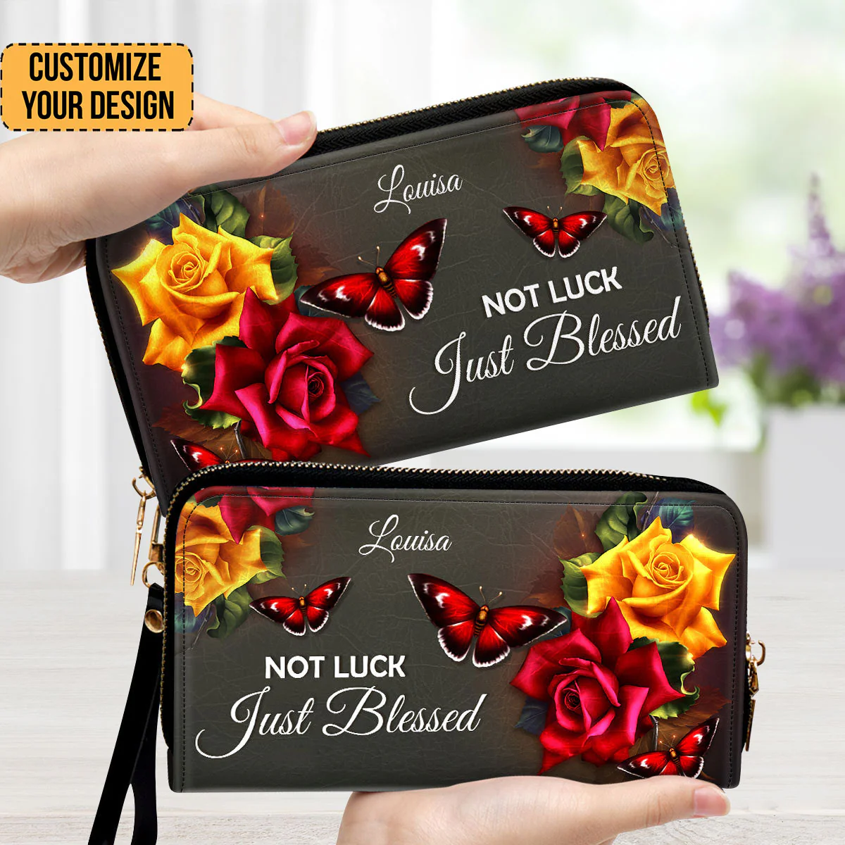 Not Luck, Just Blessed - Beautiful Personalized Leather Long Wallets - AT4081324
