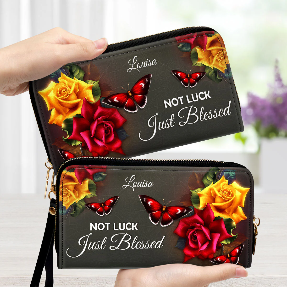 Not Luck, Just Blessed - Beautiful Personalized Leather Long Wallets - AT4081324 - Image 2