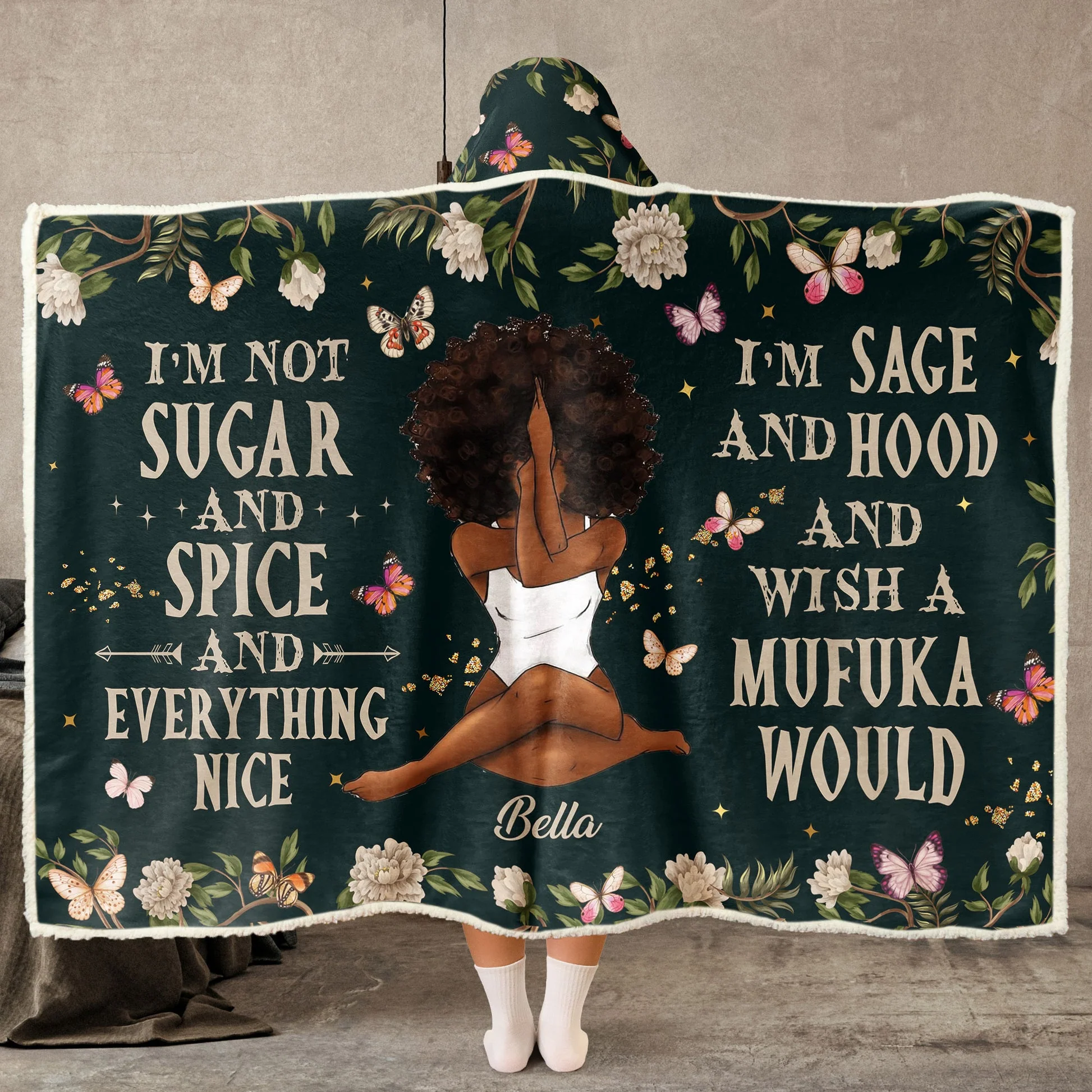 Not Nice, I'm Sage & Hood  - Personalized Wearable Hooded Blanket - Gift For Giftfriend, Bestie, Wife, For Me Gift | CLGOD02 NA94