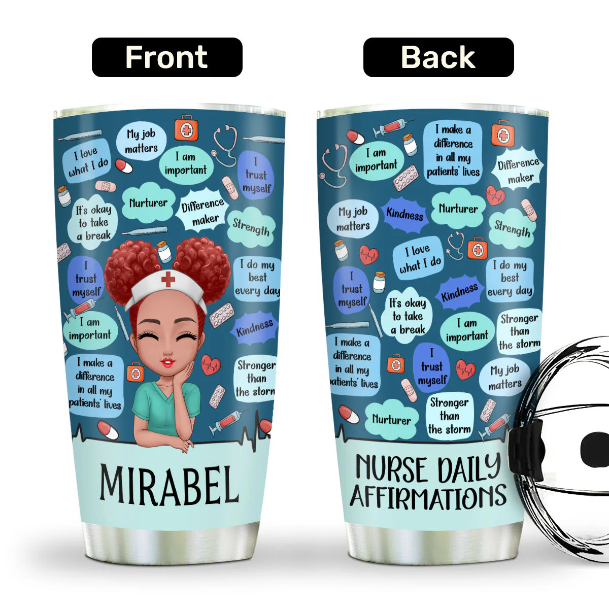 Nurse Daily Affirmations - Personalized Stainless Steel Tumbler - Gift For Nurse HD95 HH01 - Image 3