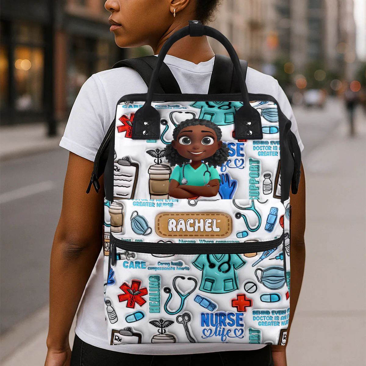 Nurse Life - Personalized Duckbilled Backpack - Gift For Nurse - Image 3