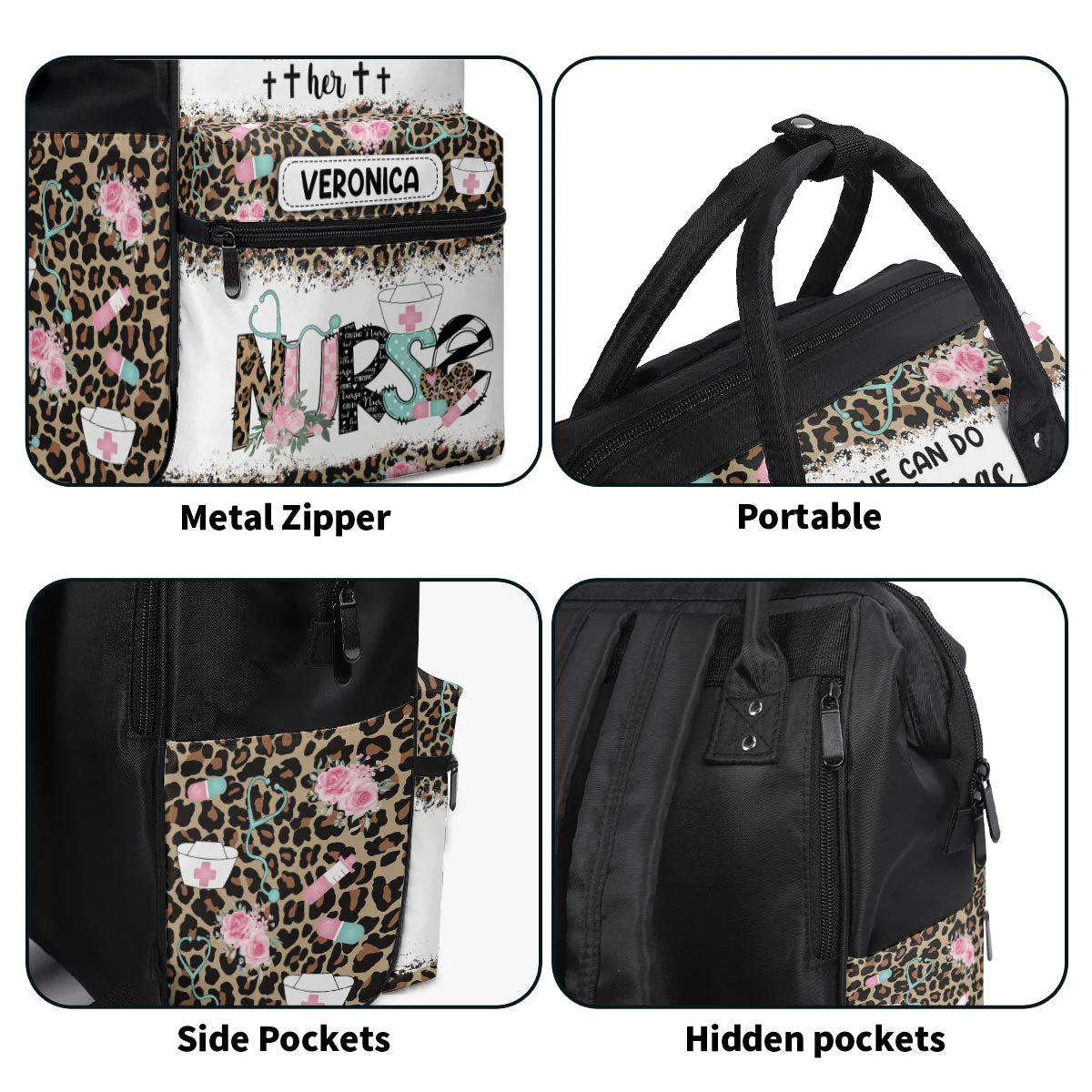 Nurse She Can Do All Things Through Christ - Personalized Duckbilled Backpack - Gift For Nurse HN02 - Image 5