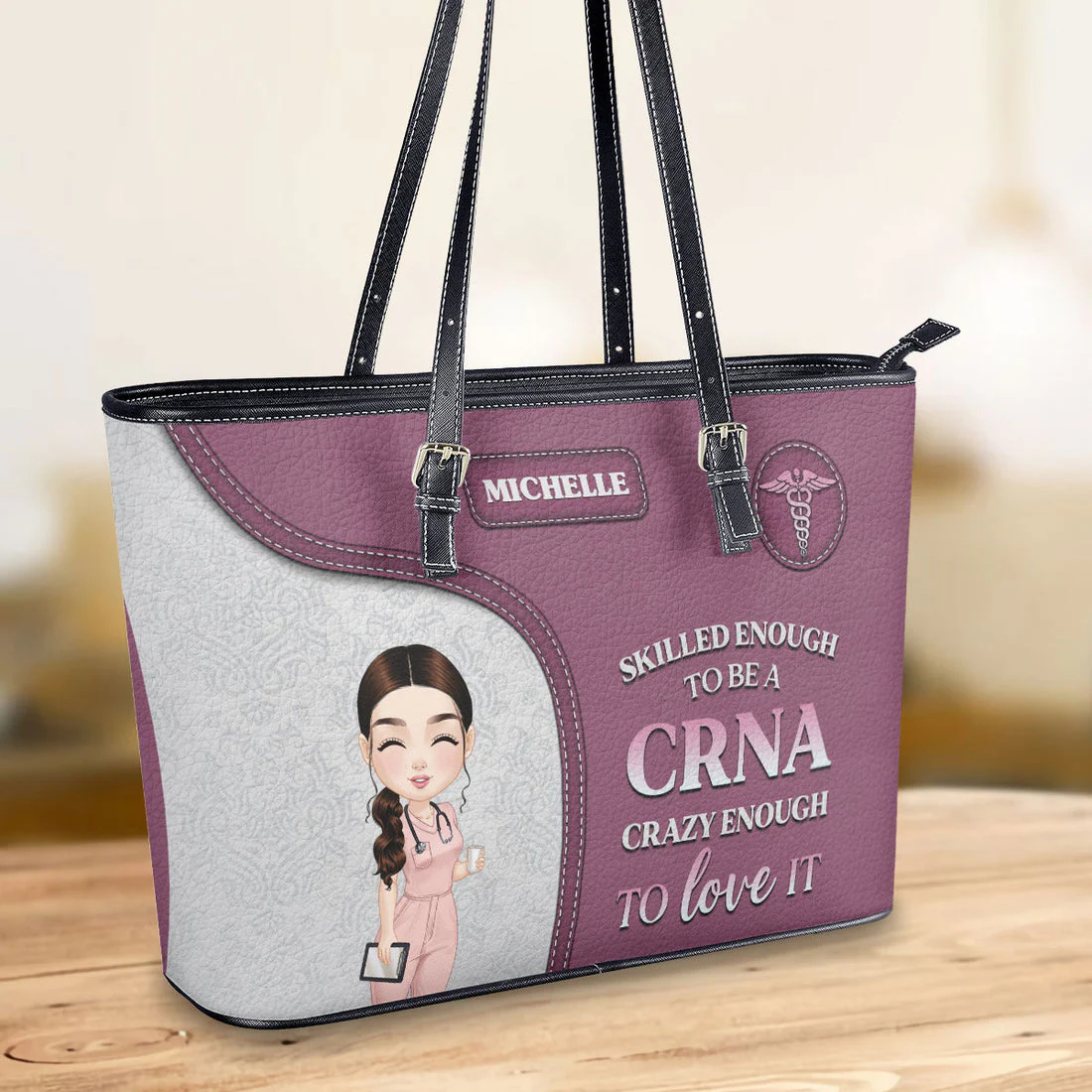 Nurse Skilled Enough - Personalized Leather Tote Bag - Gift For Nurse | NR4 HH01 - Image 2