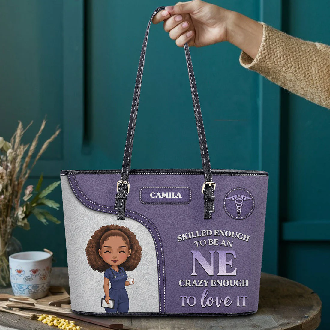 Nurse Skilled Enough - Personalized Leather Tote Bag - Gift For Nurse | NR4 HH01 - Image 3