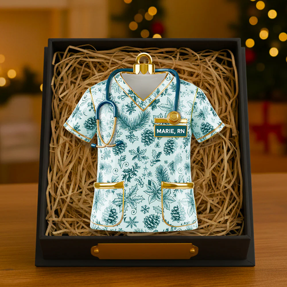 Nurse Toile de Jouy - Personalized Acrylic Ornament - Christmas Gift For Nurse NL122 - Image 2