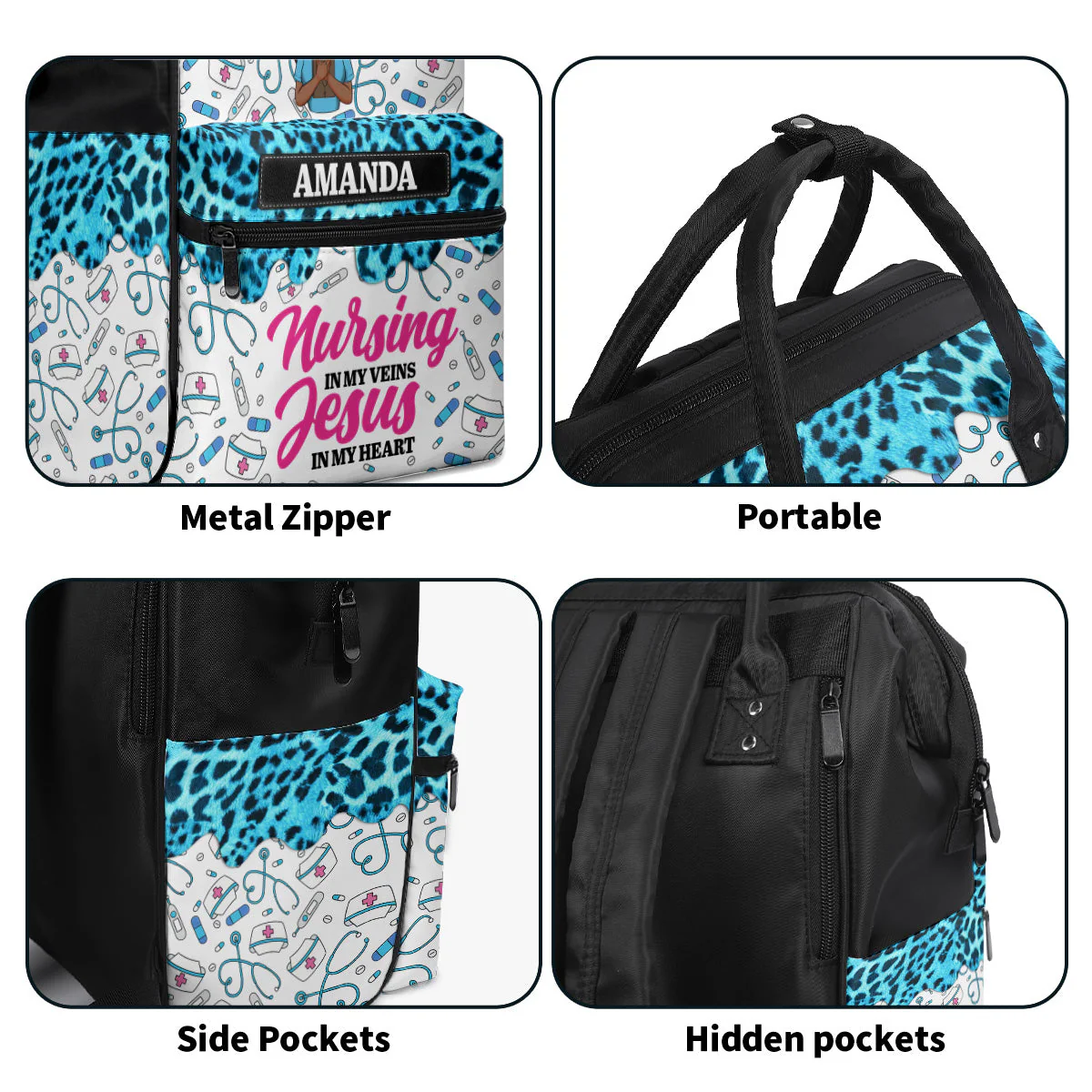 Nursing In My Veins - Personalized Duckbilled Backpack - Gift For Nurse HN02 - Image 8