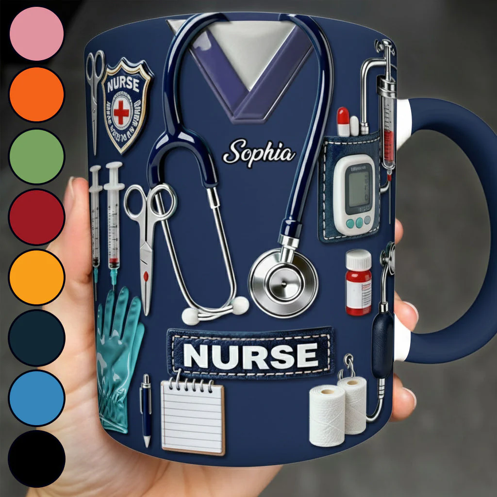 Nursing Is A Work Of Heart - Personalized Accent Mug - Gift For Nurse HN02