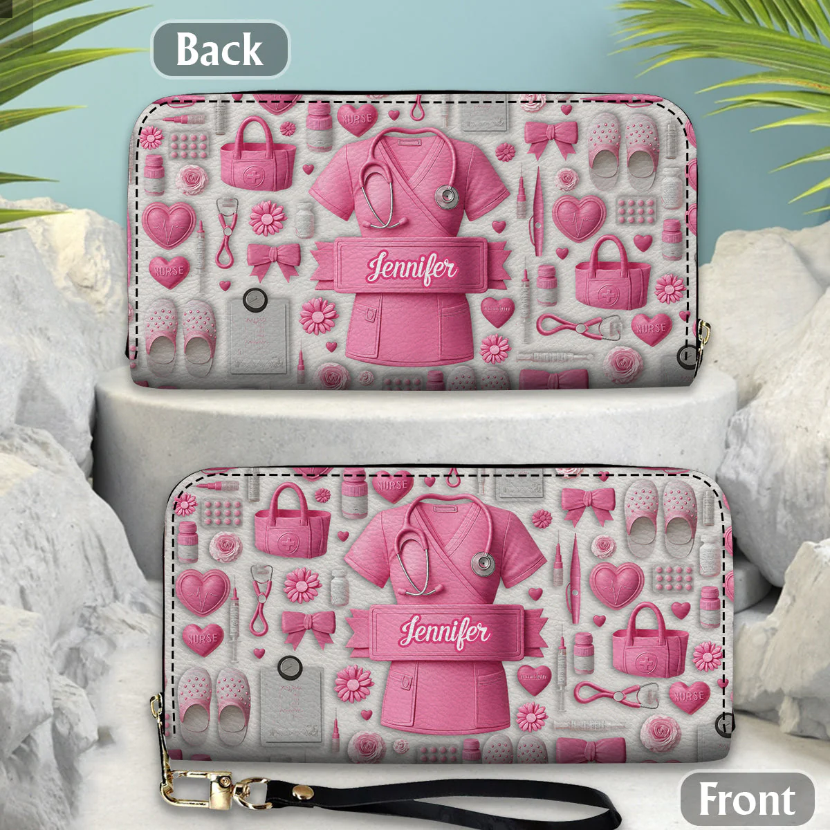 Nursing Is A Work Of Heart - Personalized Leather Long Wallet - Gift For Nurse - Image 3