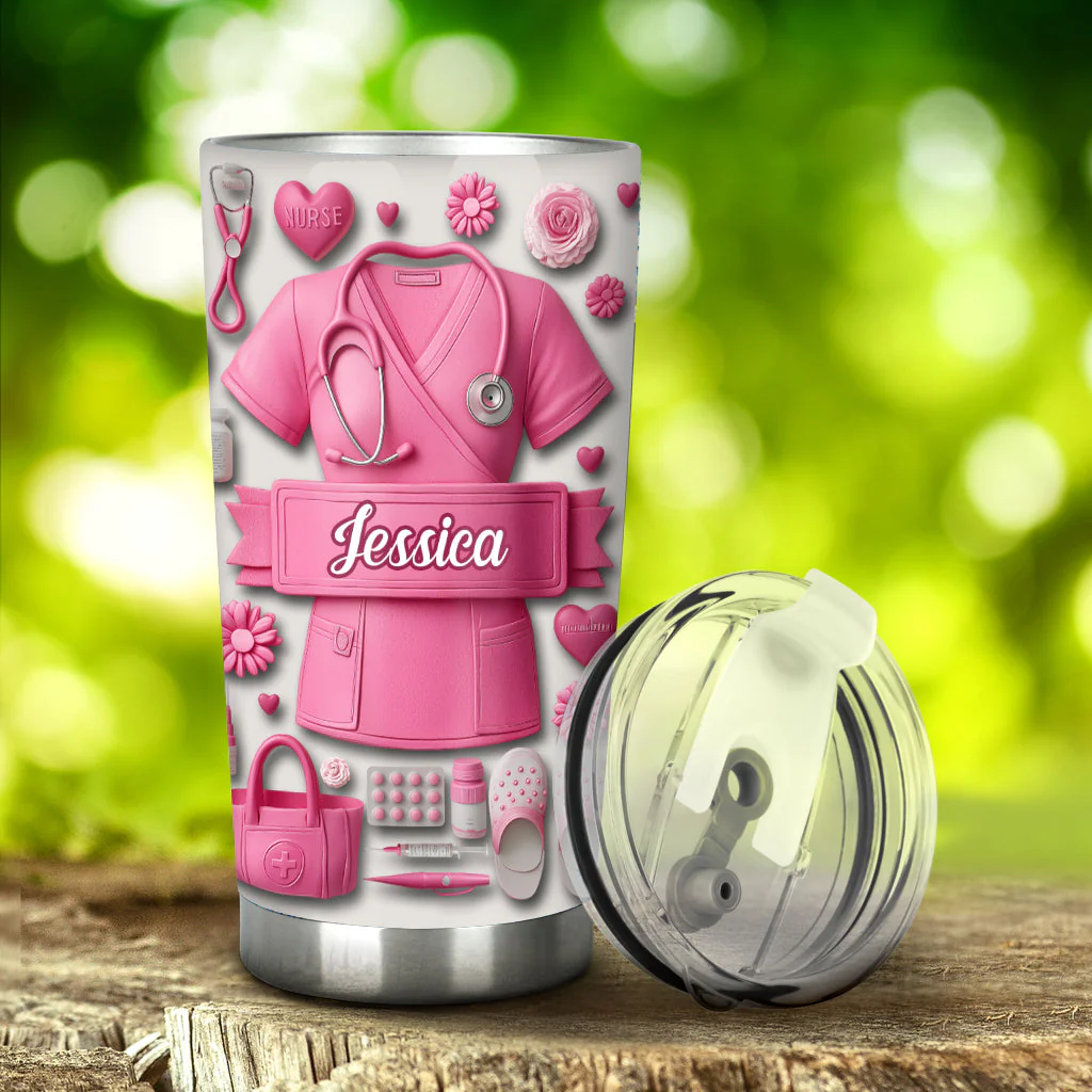 Nursing Is A Work Of Heart - Personalized Tumbler - Gift For Nurse HN02 - Image 3