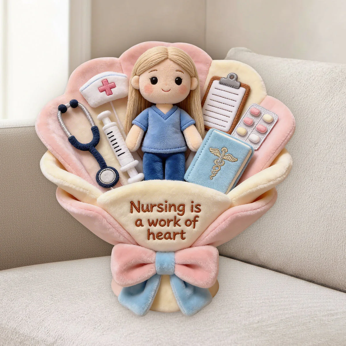 Nursing Is A Work Of Heart Plush Bouquet Thank You - Personalized Custom Shaped Pillow - Gift For Nurse - Image 7