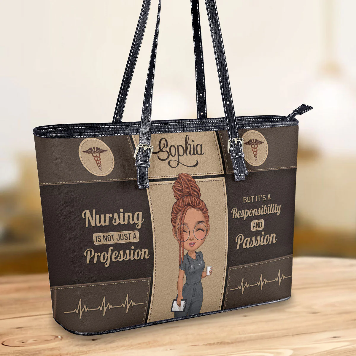 Nursing Is Not Just A Profession - Personalized Leather Tote Bag - Gift For Nurse | NR4 HH01 - Image 2