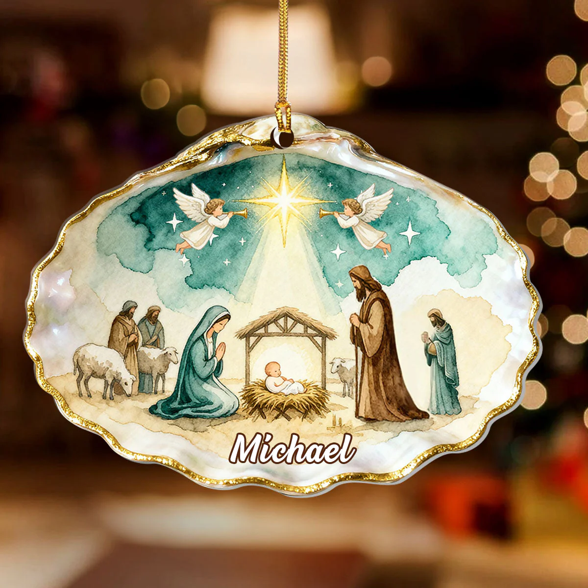 O Holy Night On The Shell - Personalized 1-Layer Acrylic Ornament - Gift For Family, For Christmas HL128 - Image 2