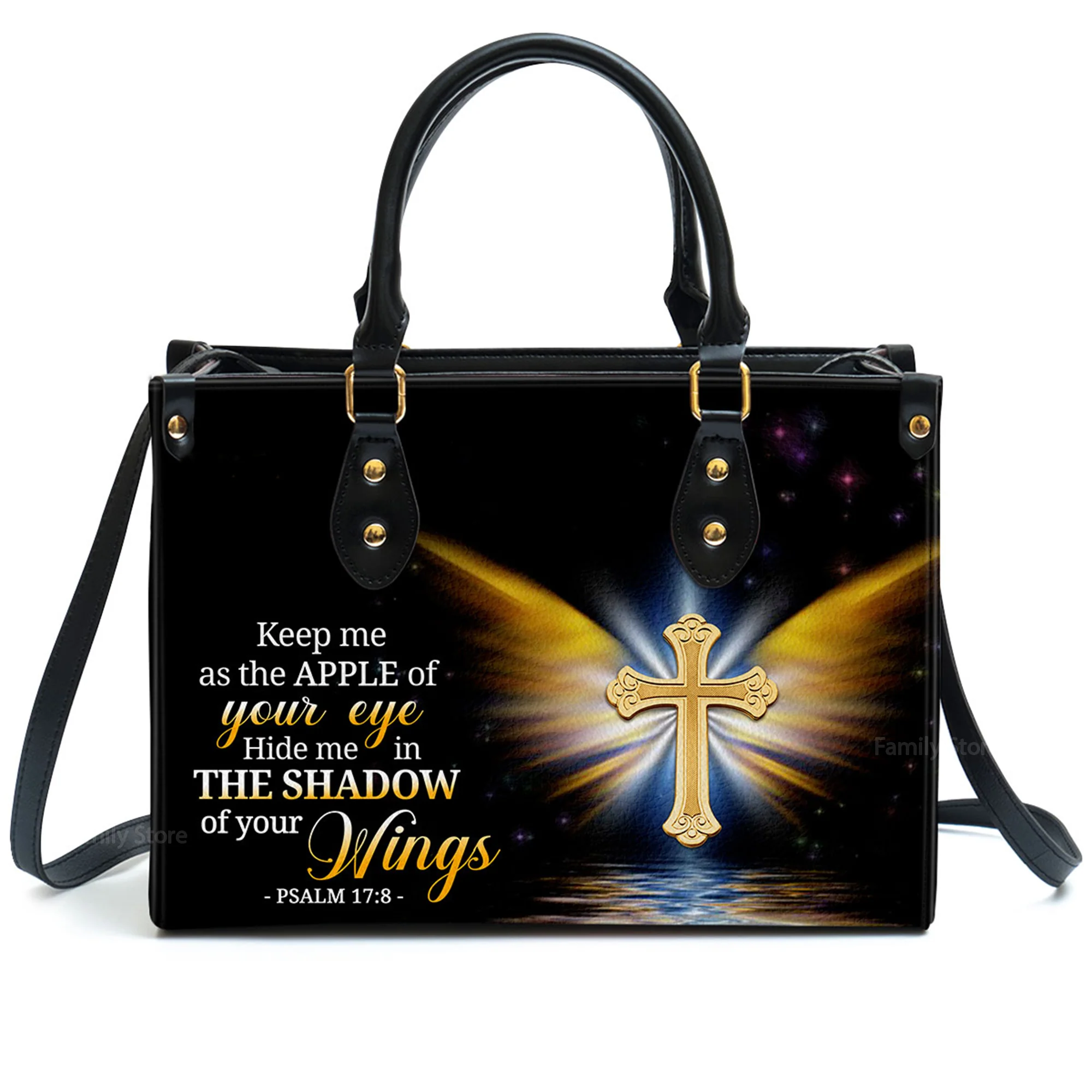 Of God Hide Me In The Shadow Of Your Wings Psalm 178 - Unique Personalized Leather Handbag - AT4080929 - Image 2