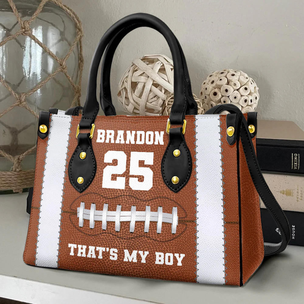Oh That's My Boy - Personalized Leather HandBag - Gift For Mother, Grandma, Grandmother, Mother's Day | NA94