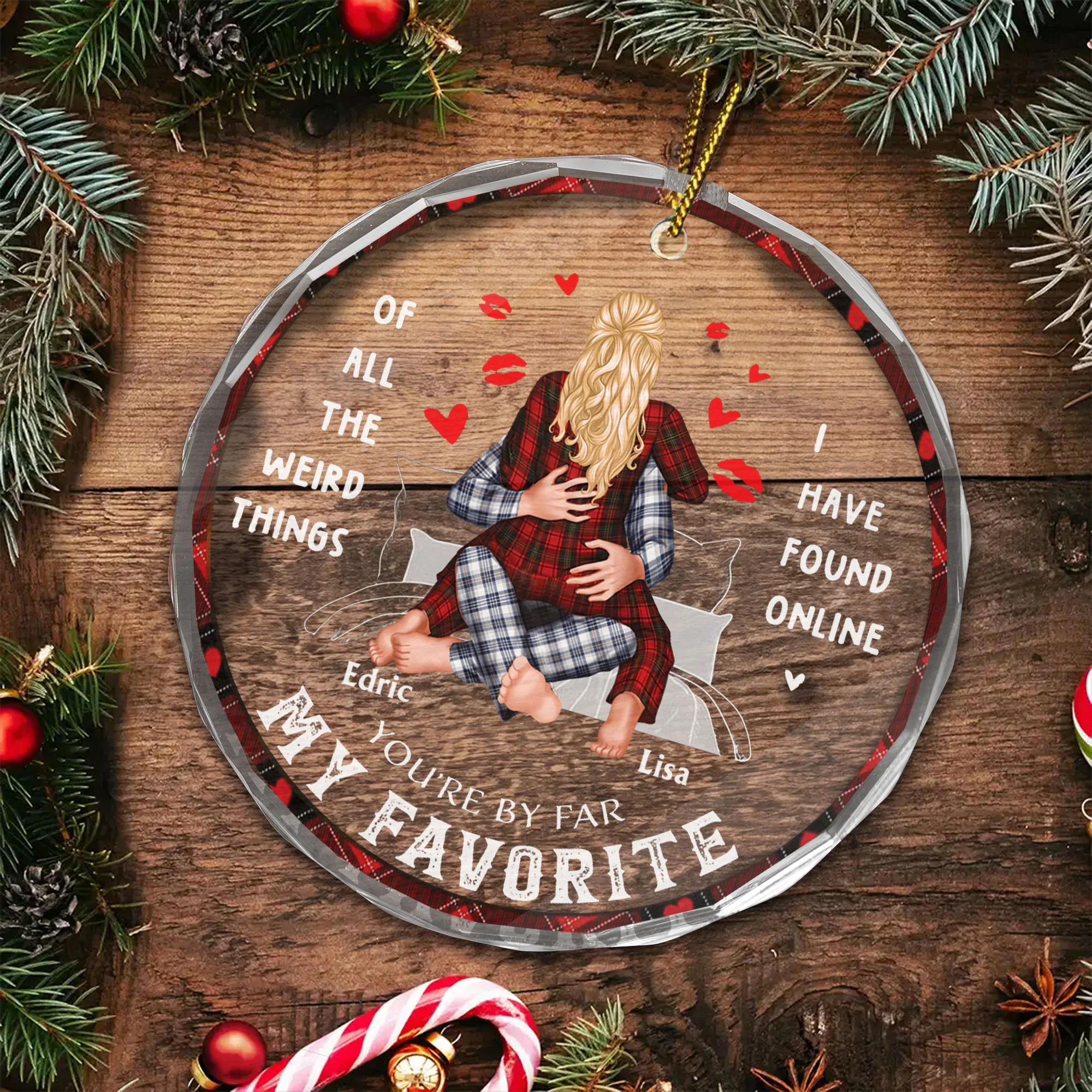 On Bed Couple You Are My Favorite By Far - Gift for Couples, Wedding - Personalized Glass Ornament - CL28 - Image 2