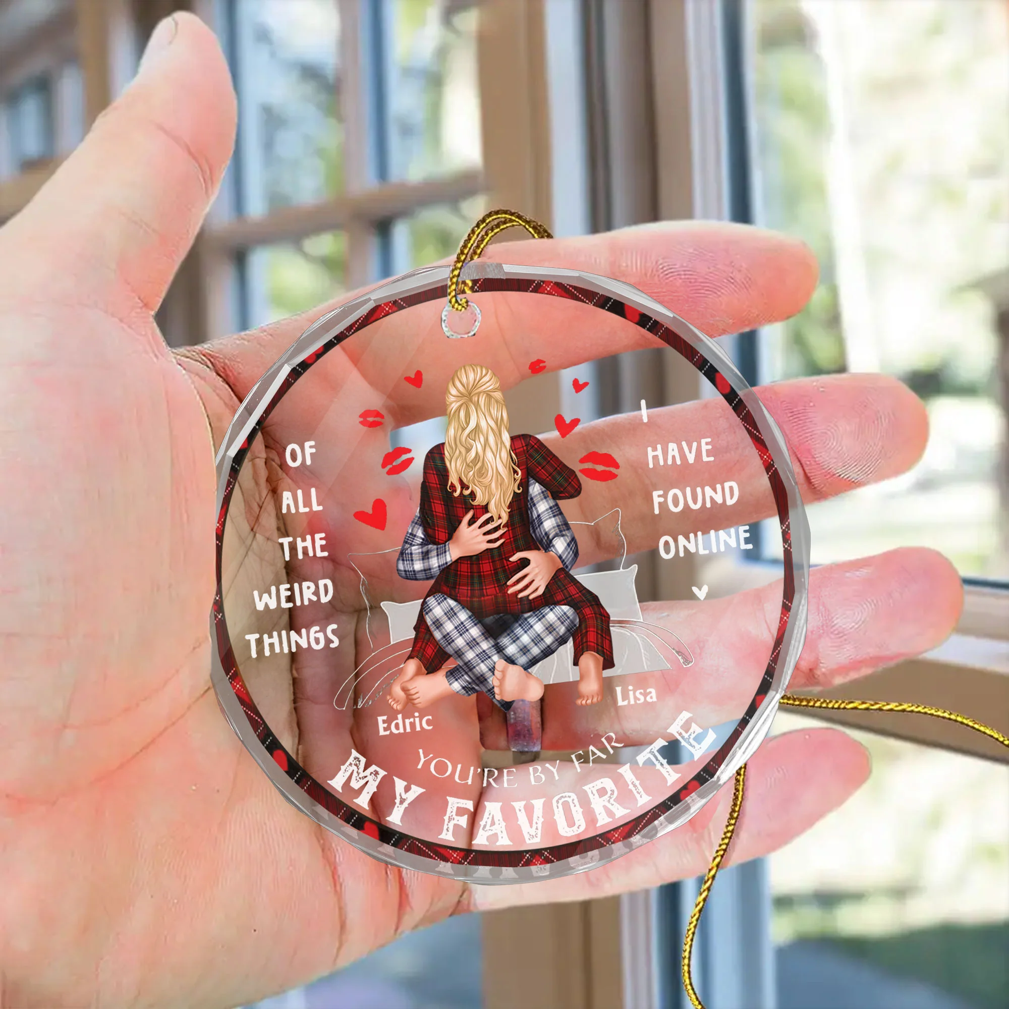 On Bed Couple You Are My Favorite By Far - Gift for Couples, Wedding - Personalized Glass Ornament - CL28 - Image 4