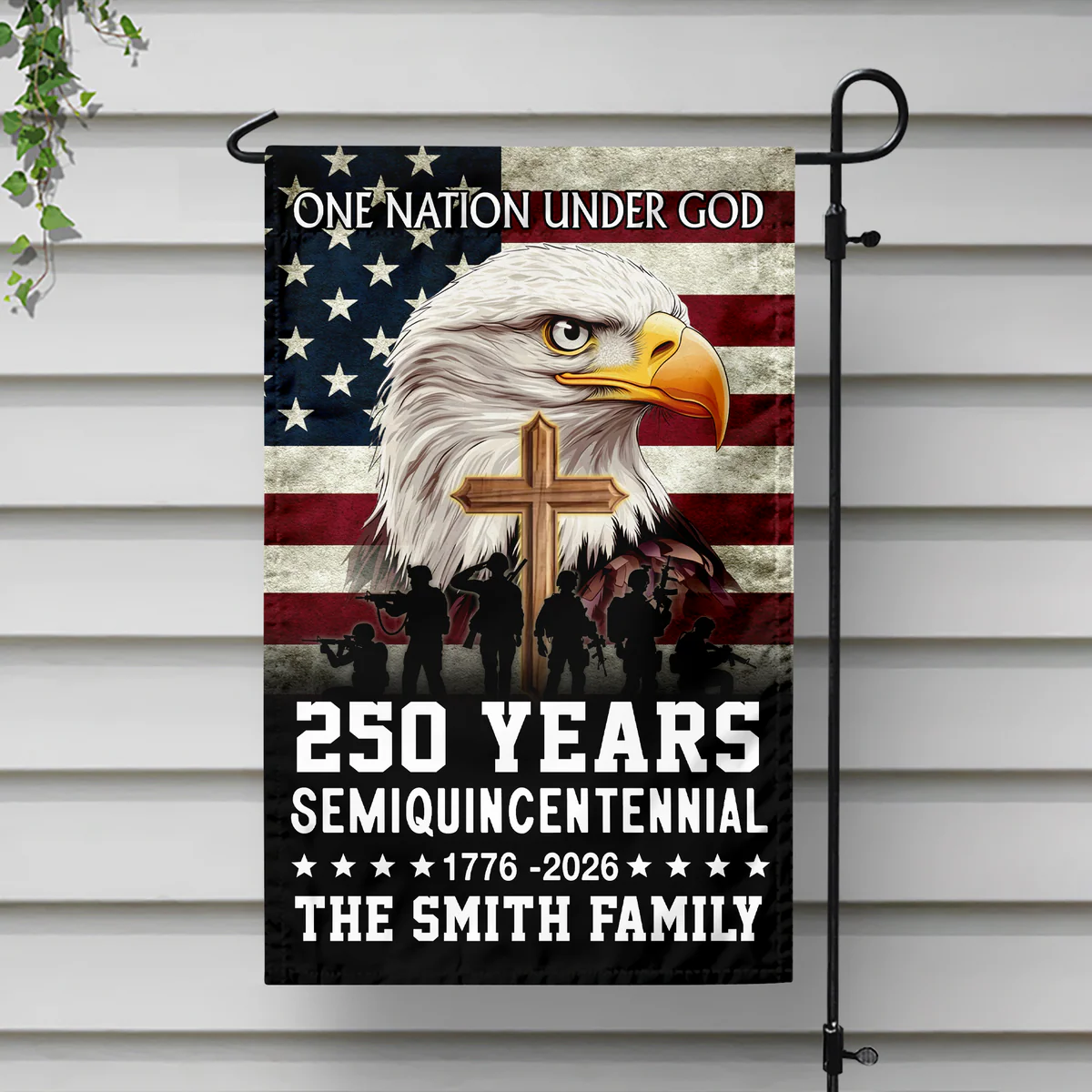 One Nation Under God 1776 2026 Semiquincentennial 250 Years - Personalized Flag - Patriotic Gift For Family HN02 - Image 5
