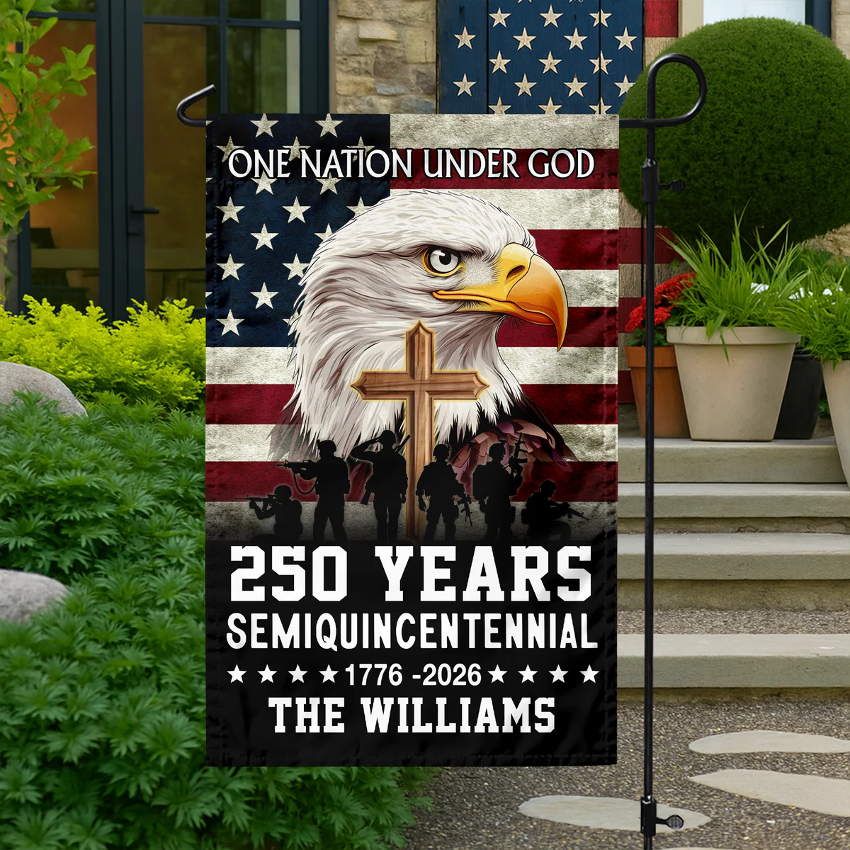 One Nation Under God 1776 2026 Semiquincentennial 250 Years - Personalized Flag - Patriotic Gift For Family HN02 - Image 7